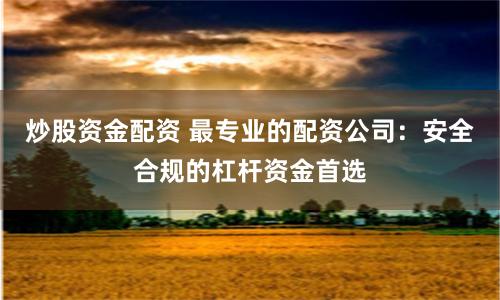 炒股资金配资 最专业的配资公司：安全合规的杠杆资金首选